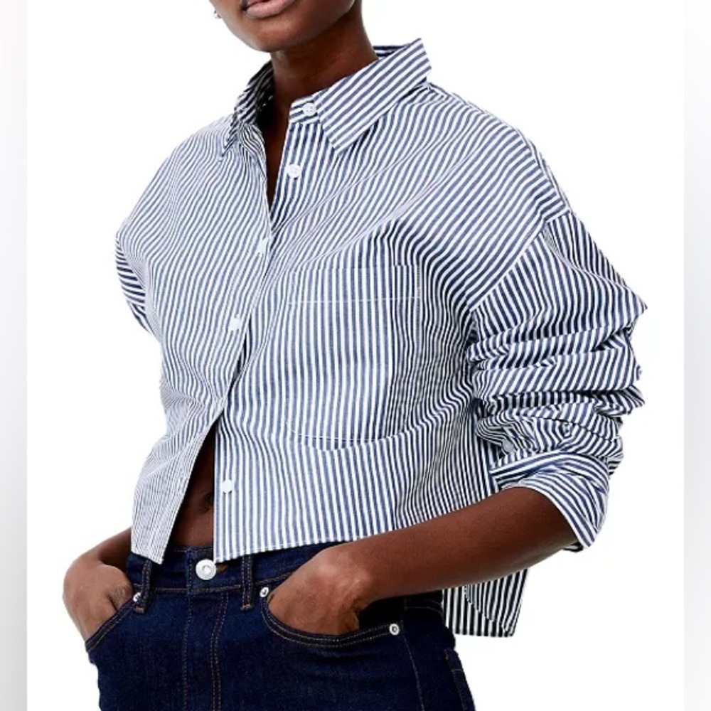 French Connection Alissa Striped Cotton Button Front Shirt
